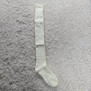 Thigh High Socks Extra Long Cable Knit Over The Knee Socks Stretchy Socks White